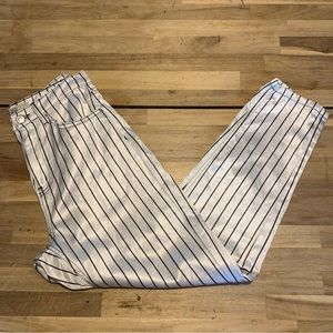 Topshop Moto Mom White With Black Stripe Shiny Jeans 28